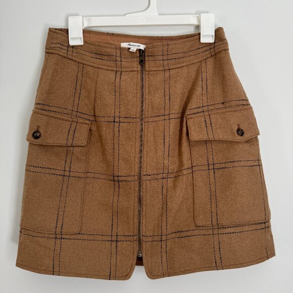 Madewell Curvy (Re)sourced Zip-Front Mini Skirt in Windowpane - Size 6 - Picture 1 of 3